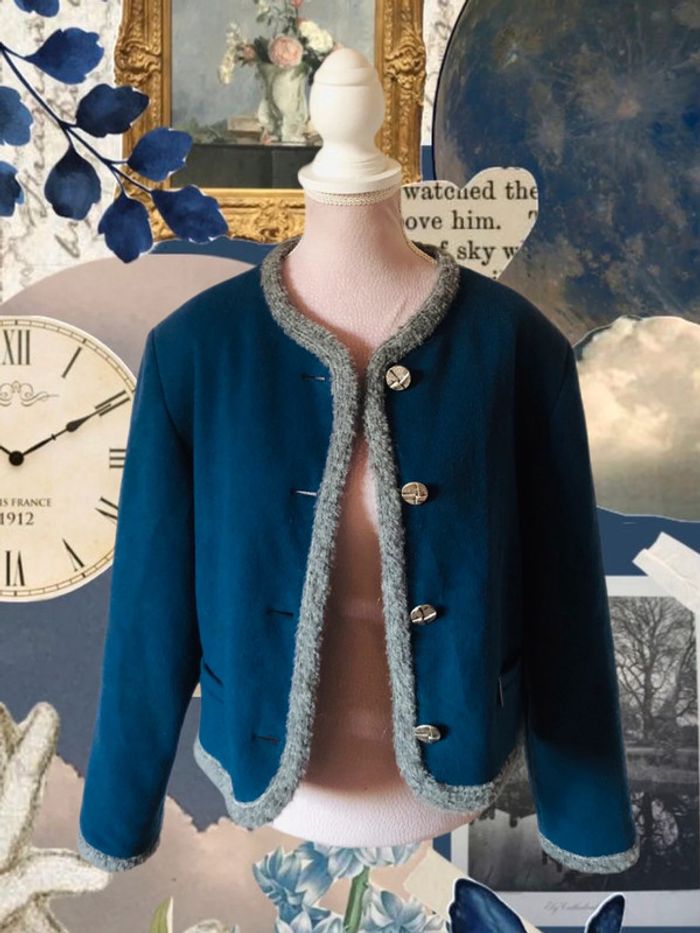 🇦🇹Jolie petite veste courte vintage cottagecore en laine Tyrolean Trachen style wool jacket🇦🇹 - photo numéro 11