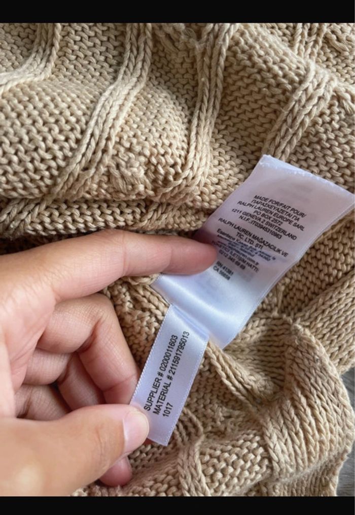 Pull col V Ralph Lauren beige taille S - photo numéro 6