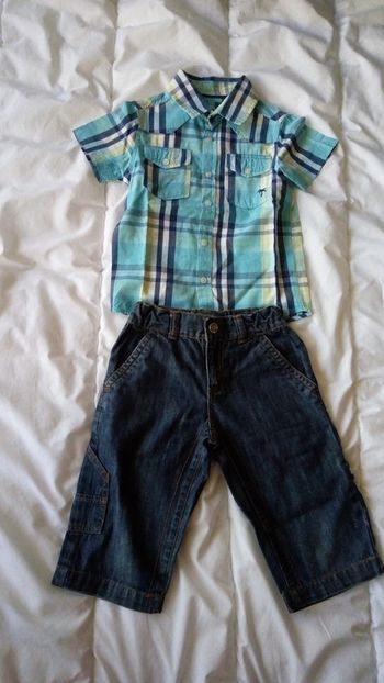 Ensemble pantacourt jean et chemise