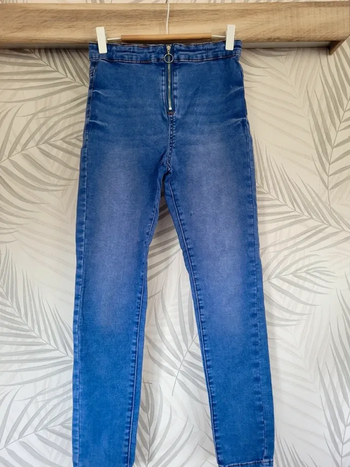 Jean taille haute fille 12-13 ans bleu - photo numéro 3