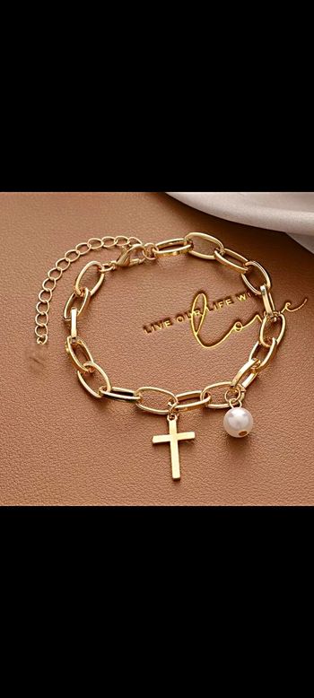 Très joli Top cadeau Bracelets Pour Femmes Or Avec Perles et croix