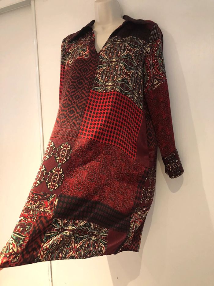 Robe Zara Rouge bordeaux vert taille M Aspect satiné - photo numéro 15