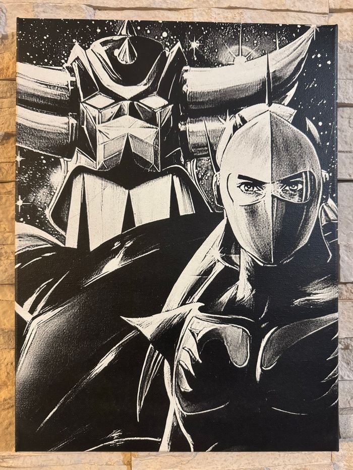 Tableau Goldorak et Actarus style rétro en toile 30x40cm - photo numéro 6