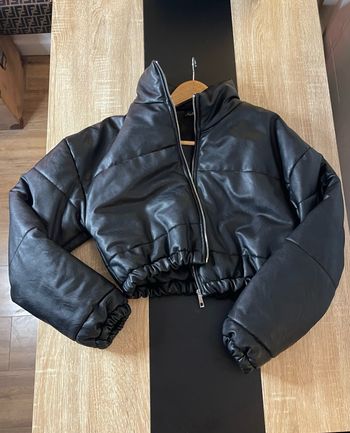 Doudoune similicuir cuir noir