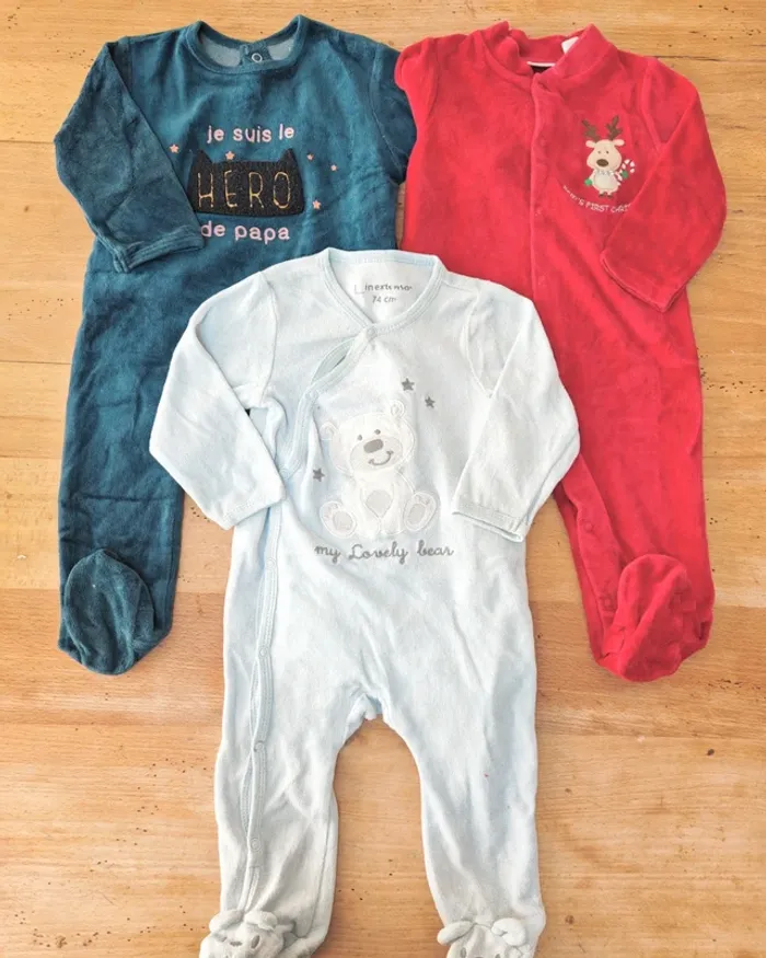 lot grenouillères velours 9 mois