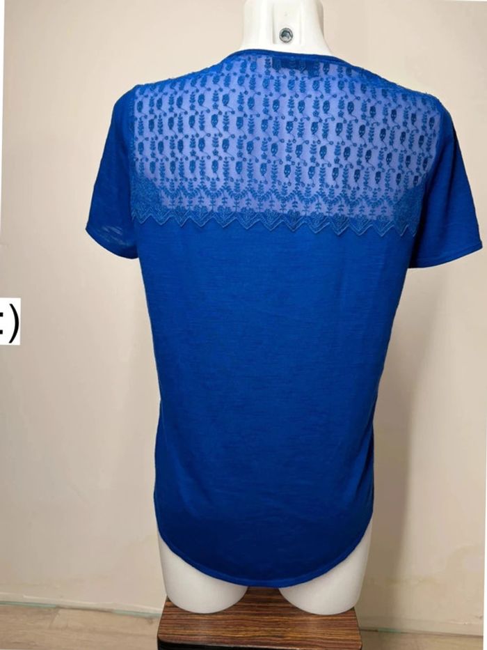 T-shirt The Kooples taille L bleu avec dentelle - photo numéro 2