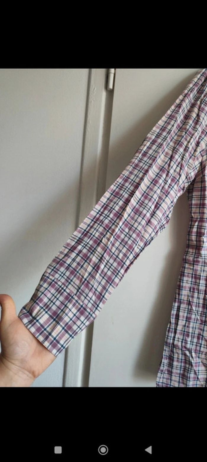 Chemise longue mauve à carreaux taille 46 - photo numéro 4