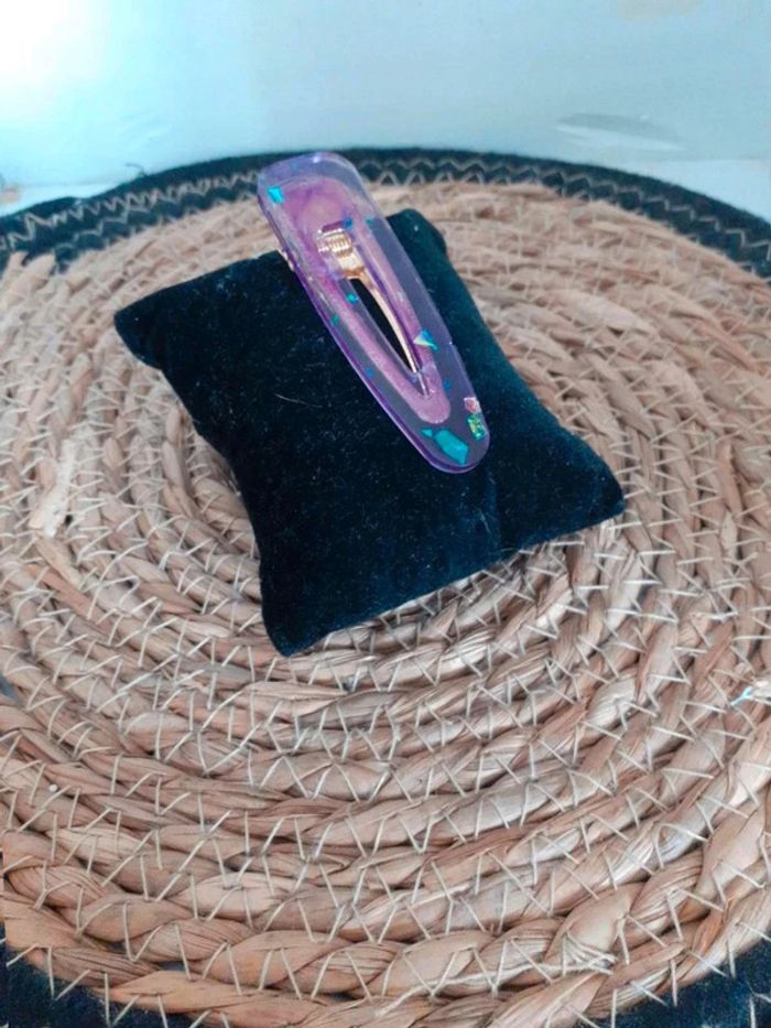 Barrette cheveux violet pailleté n°4 - photo numéro 2