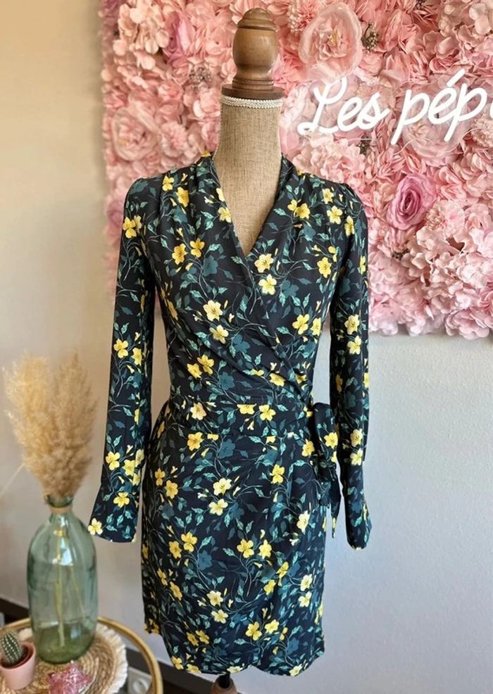 Robe verte portefeuille à motifs fleuris, taille 34 - Morgan - photo numéro 3