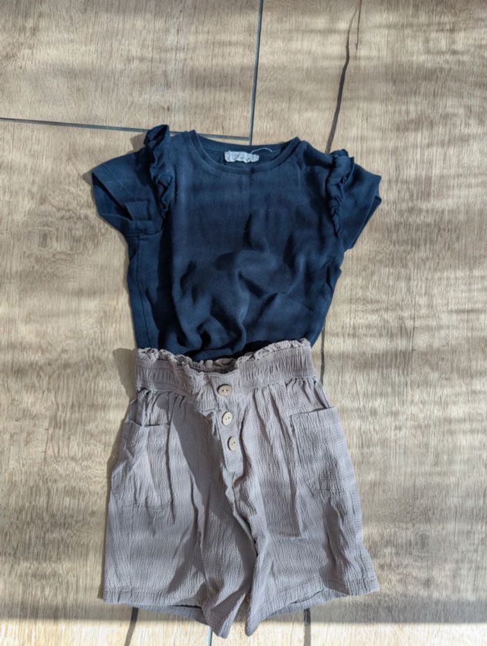 Lot short + t-shirt fille 18 mois