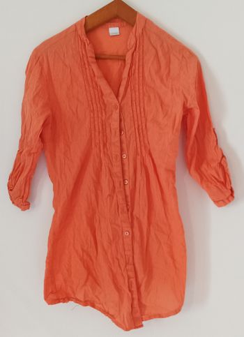 Tunique femme Camaïeu orange corail T38 manches 3/4