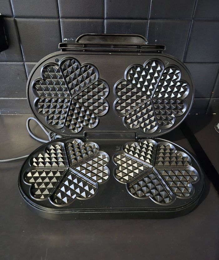 Gaufrier noir double cœur silvercrest appareil à gaufre