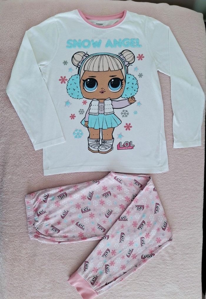 Pyjama long L.O.L Surprise 7 / 8 ans blanc, rose clair et bleu clair Snow Angel