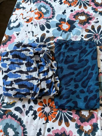 Lot de 2 étoles léopard bleues