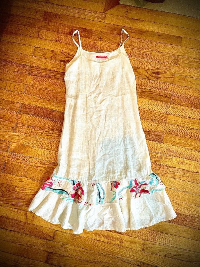 Robe longue blanche en lin le phare de la Baleine taille 38