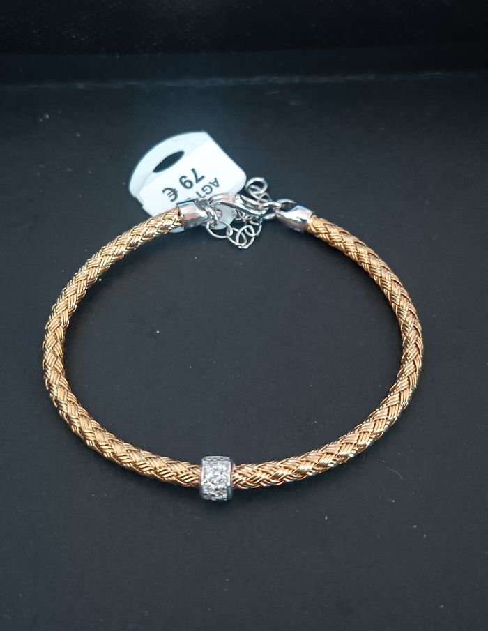 Valenzi, bracelet enfant, Argent doré 925 et rondelle d'oxyde de zirconium. Neuf - photo numéro 3