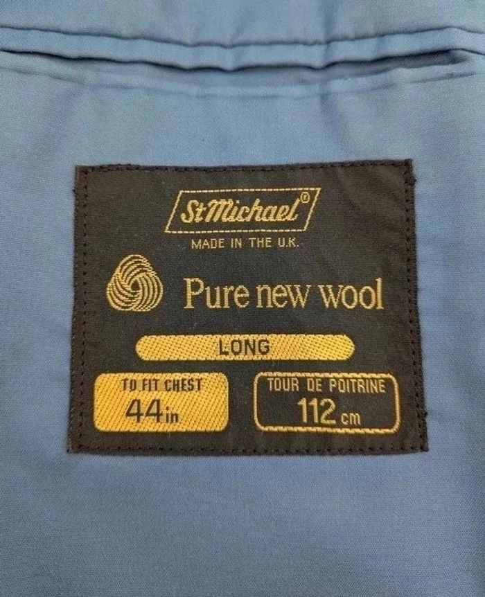 Veste bleue en laine tweed - Saint Michael - made in the UK - taille L - photo numéro 4
