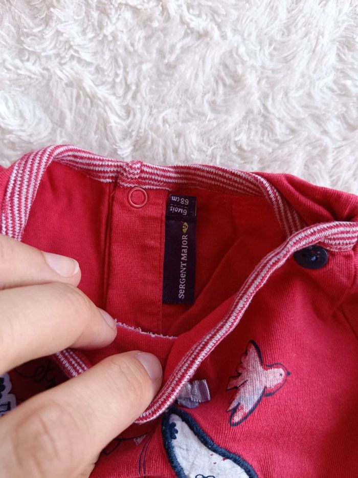 Ensemble 5 pièces (robe+boomer+tee shirt+gilet+chapeau) Fille 6 mois oiseau mer Sergent major - photo numéro 11