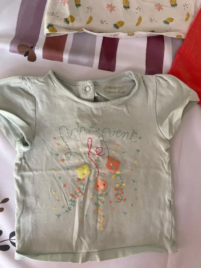 👚 Lot de 3 t-shirts bébé fille – Taille 18 mois (81 cm) 🌸 - photo numéro 2