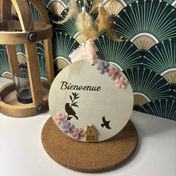 Carte en bois bienvenue naissance