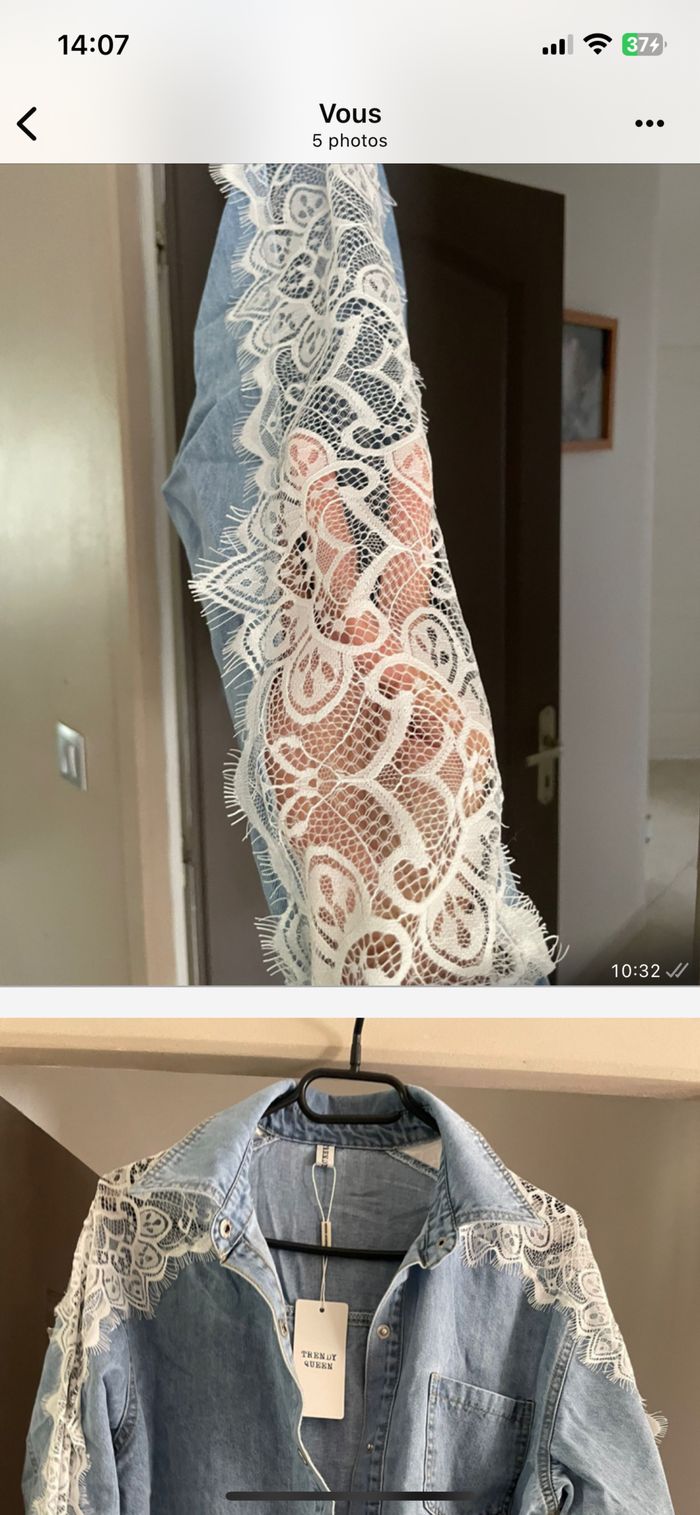 Chemise jean et dentelle réservée Lili - photo numéro 2