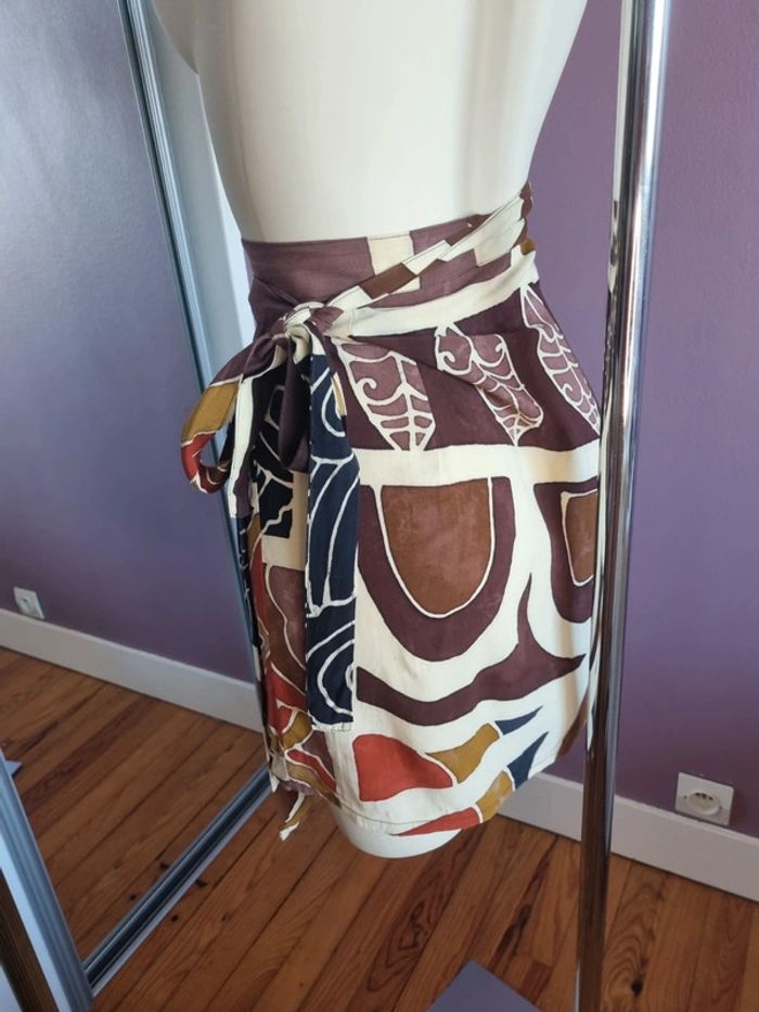 Vrai paréo vintage ton marron - photo numéro 8