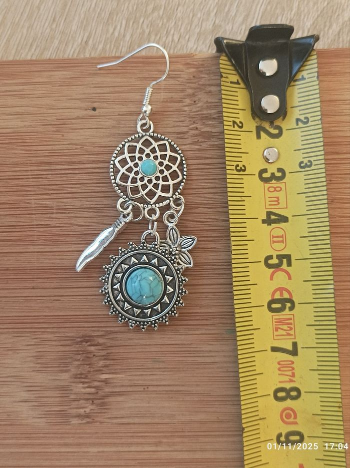 🌺 Boucles d'oreilles bohème argentées - photo numéro 4