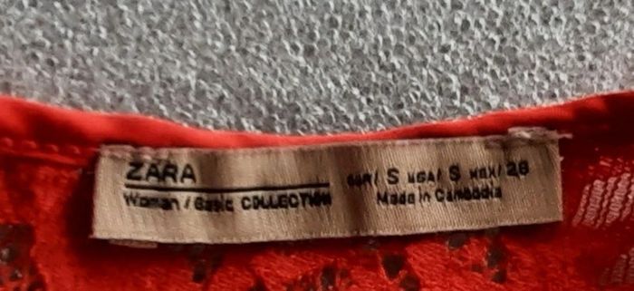 Top rouge en dentelle Zara S - photo numéro 3