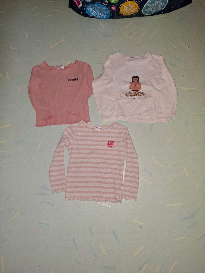 Lot 3 Tee-shirt longue manches fille