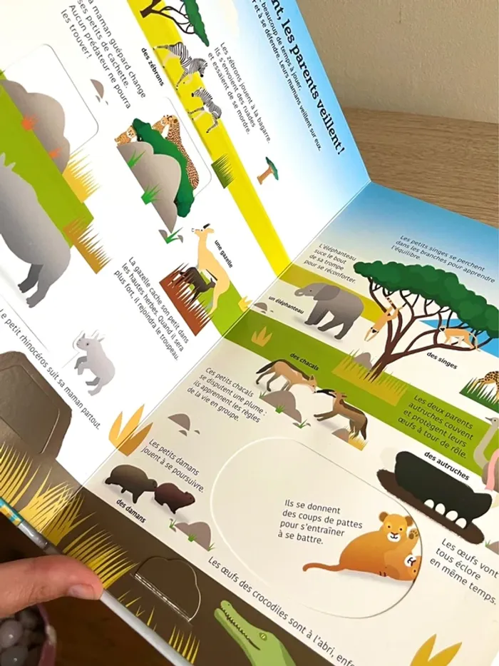 Livre enfant anime animaux de la savane tourbillon educatif interactif cartonne apprentissage - photo numéro 6