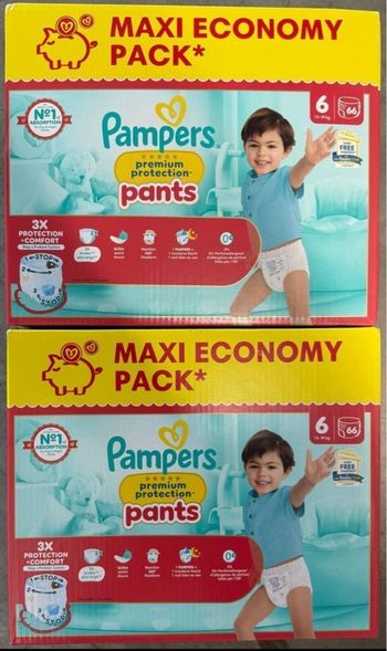 Lot de 2 cartons des couches Pampers premuim taille 6 pants