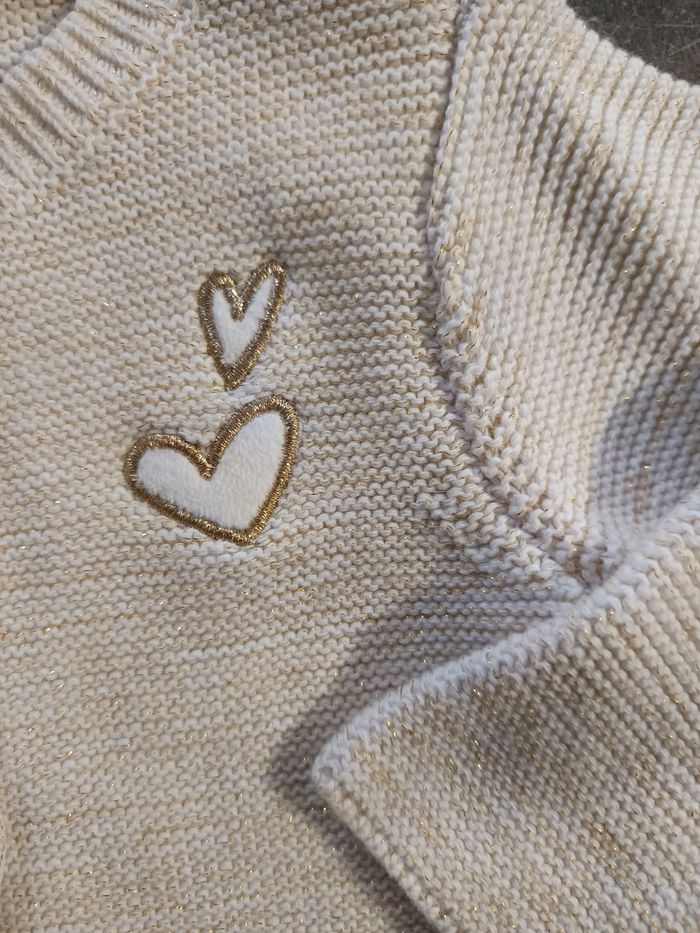 Gilet beige coeurs 12 mois - photo numéro 2