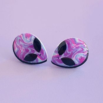 Boucles d’oreilles Fait main Résine Alien Galaxy
