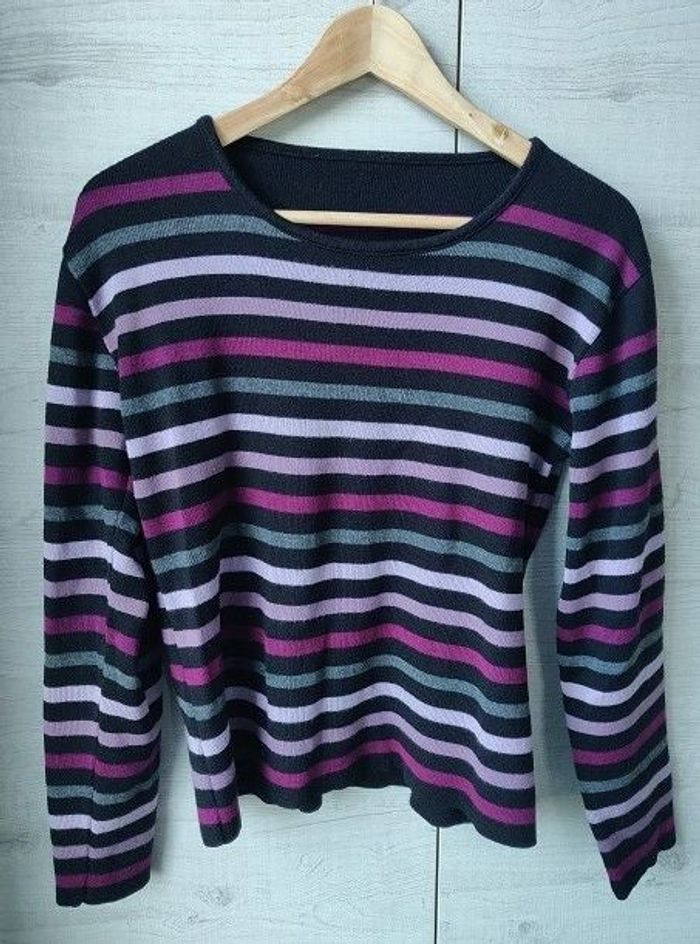 Pull en laine rayé M