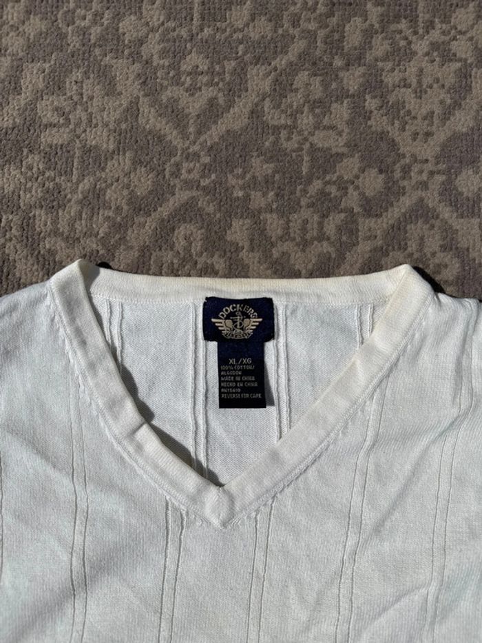 Pull blanc col V Dockers femme - Taille XL - photo numéro 2