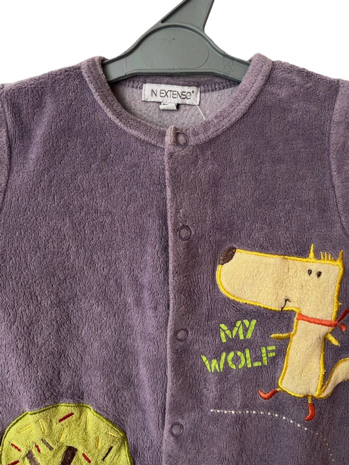 Pyjama velours violet (loup et arbres) - In Extenso 12 mois (80cm) - photo numéro 2