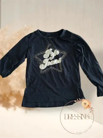 T-shirt manche longue noir paillette pépé jeans
