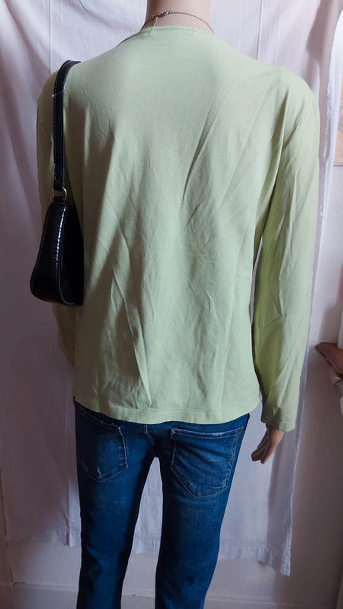 T-shirt vert clair- léger- col V- motif uni/ burton taille XL/42 - photo numéro 2