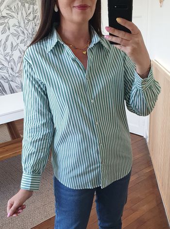 Chemise rayée Dinard vert/blanc Taille S/M
