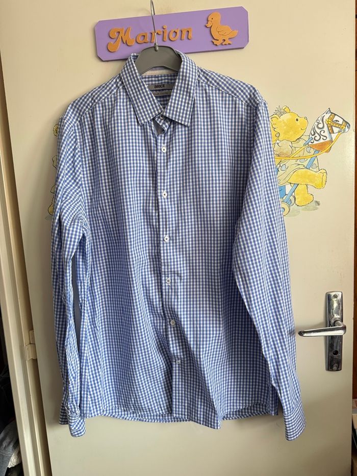 Chemise bleu et blanche à carreaux, taille M, marque Brice - photo numéro 1