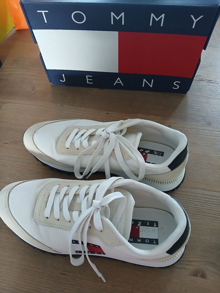 Baskets blanc & beige 41 - Tommy Hilfiger Jeans - photo numéro 4