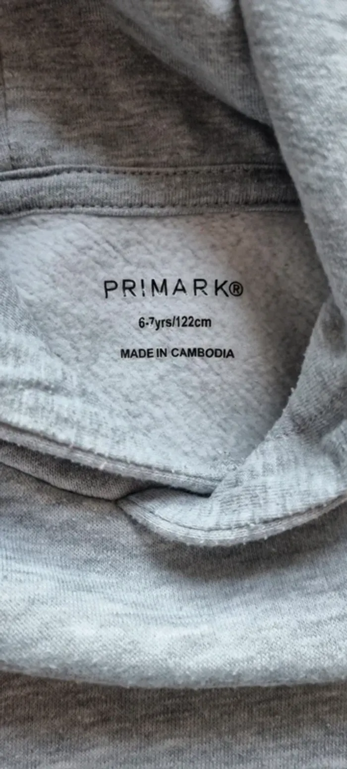 Sweat gris à capuche 6/7ans 120cm - photo numéro 3