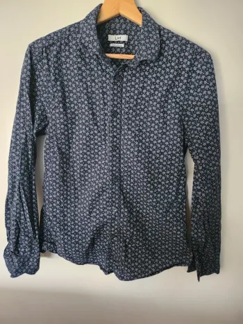 Chemise très bon état taille M LH bleue marine motifs branches coton