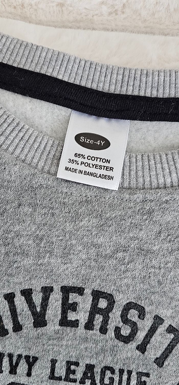 Sweat chaud manches longues gris Boston 4 ans - photo numéro 4
