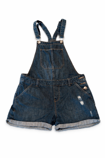 Salopette short / combi short en jean, fille, 10 ans.