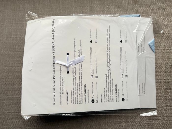 Doudou lapin bleu gaze de coton garçon - photo numéro 2