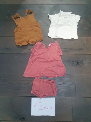 Lot de vêtements gaz de coton fille 12 mois