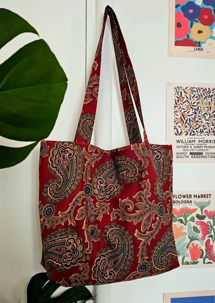 Tote bag paisley bordeaux