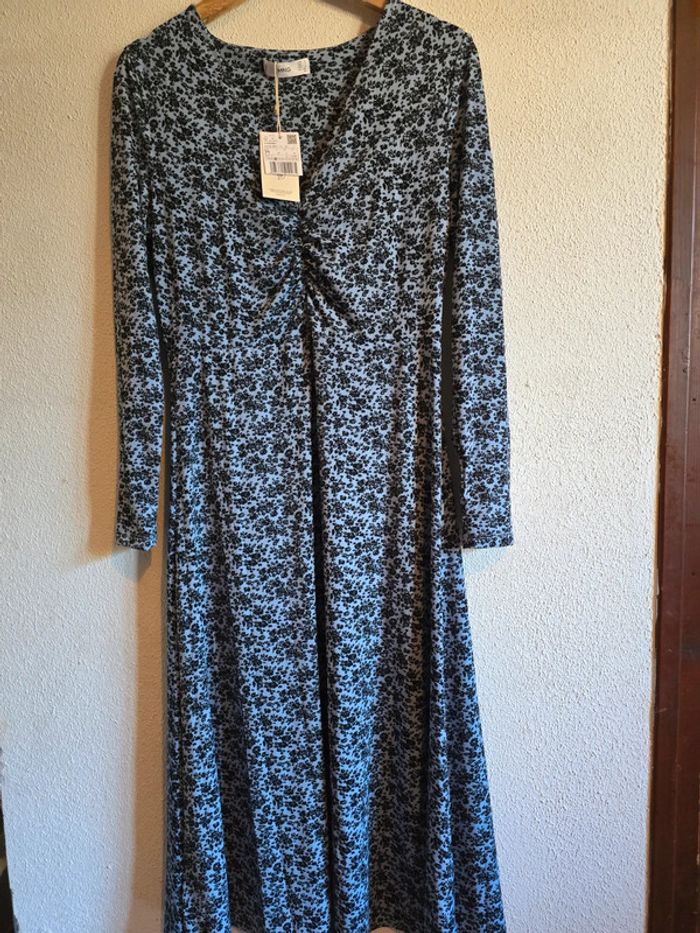 Robe midi bleue à fleur - photo numéro 2