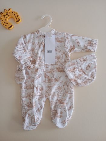 Ensemble bébé naissance pyjama savane beige 